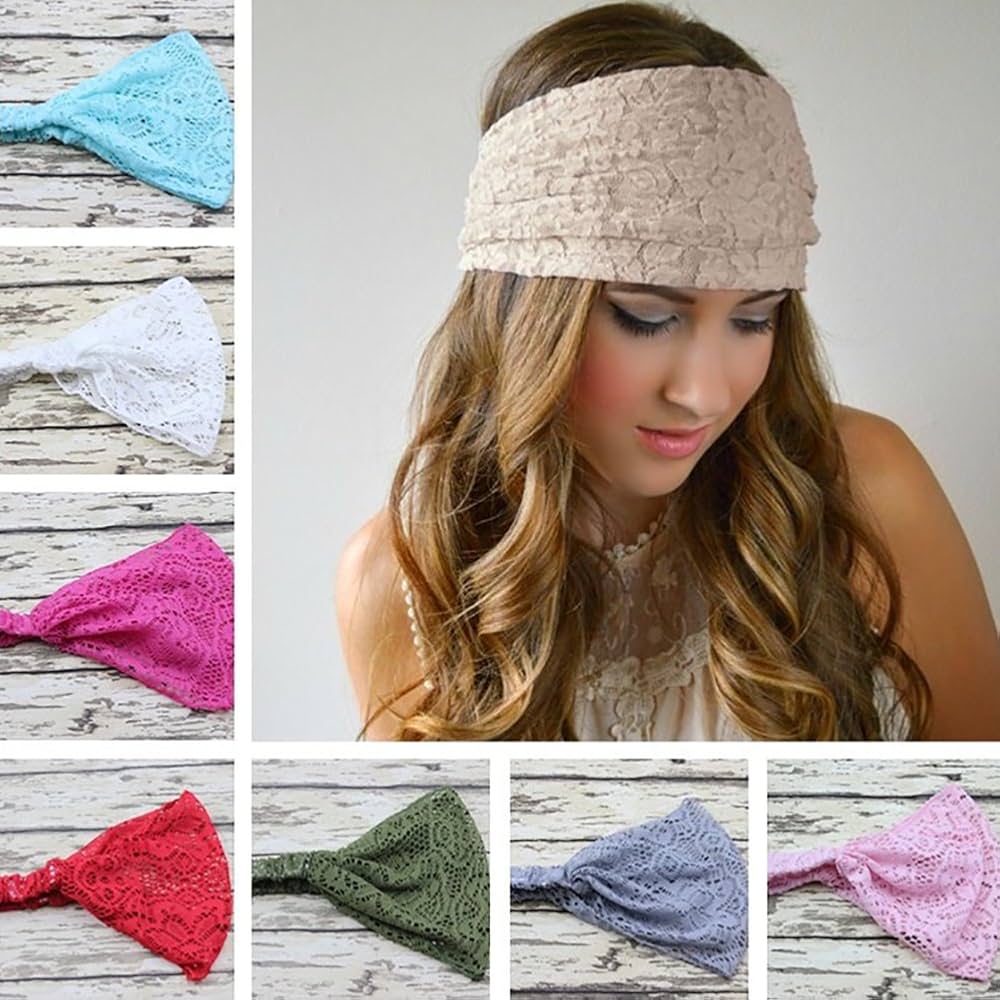 Amazon.com : Dedila 8Pcs Elastic Soft Wide Lace Headband